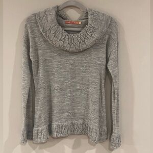 Huna 100% Baby Alpaca Peruvian Gray Textured Knit Sweater Sz S